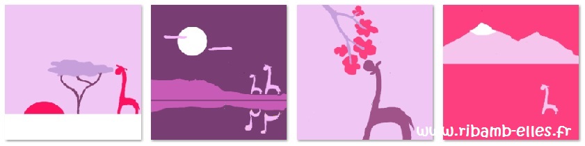 Tour de lit rose violet parme girafes 03