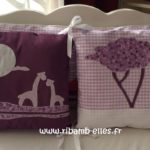 Tour de lit rose violet parme girafes 06